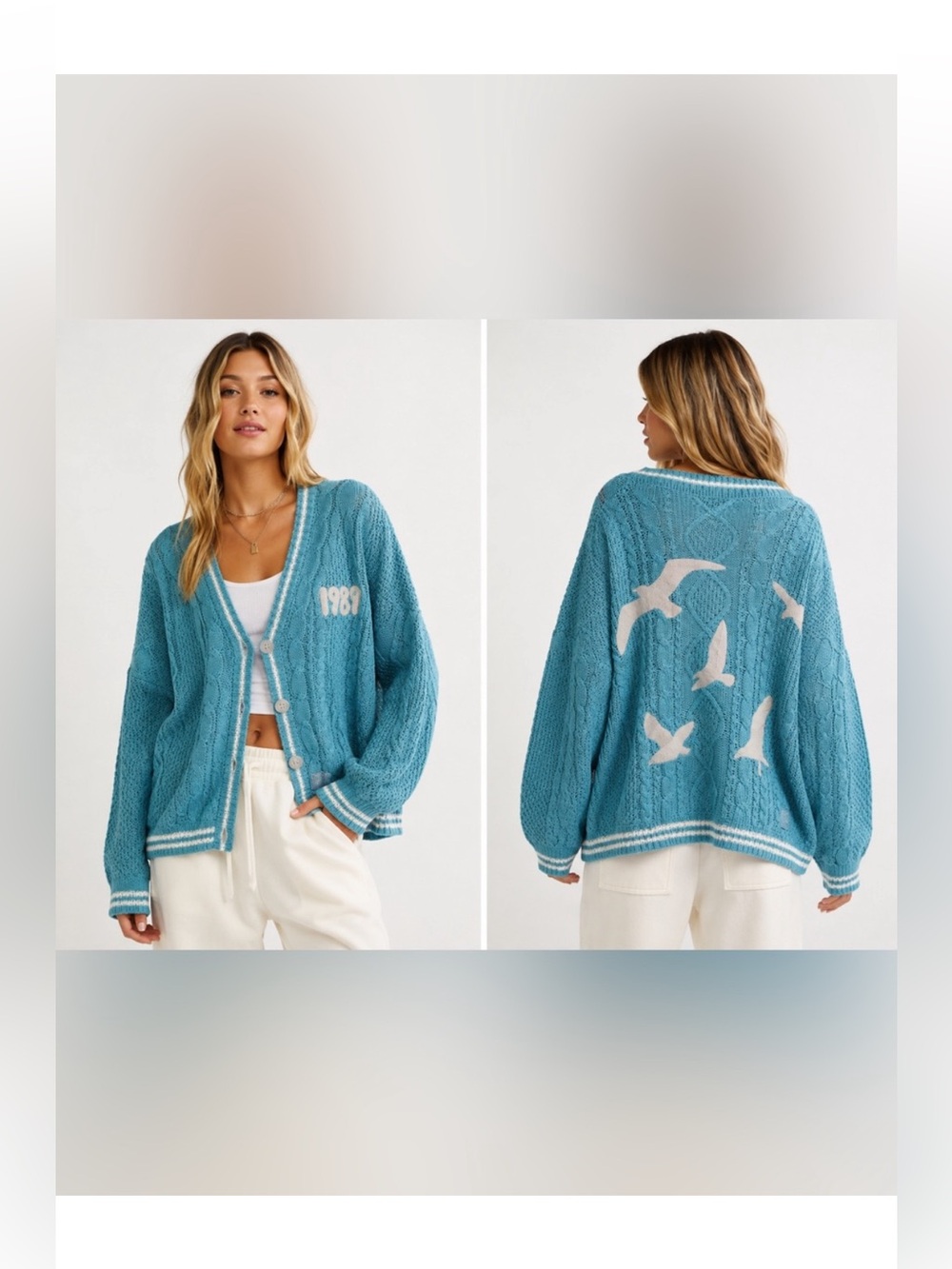 Taylor Swift 1989 Cardigan Sweater Size XL/XXL Turquoise Blue Concert Tour